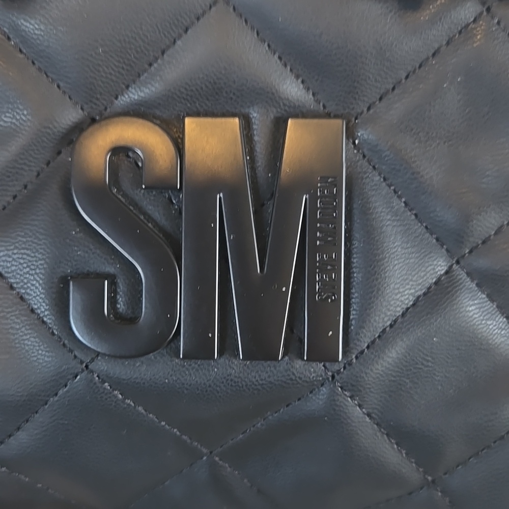 Steve Madden Black Quilted Mini Tote with Gold Logo - Picture 2 of 4